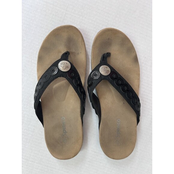 SPENCO WOMENS  SANDALS shoes   BLACK Sz 10D FLIP FLOPS THICK COMFORT - Picture 1 of 13
